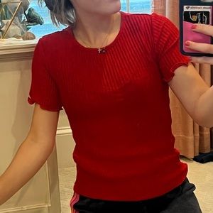 Super cute Zara red ribbed top!!